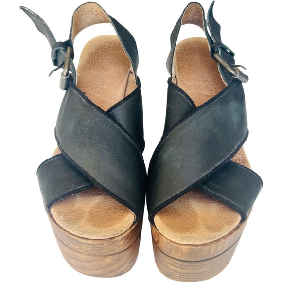 FREE PEOPLE Wooden Platform Clog Sandal in Black Size 37 - Picture 3 of 7